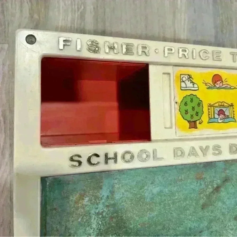 Vintage 1972 Fisher Price School Days Play Desk Toy Chalkboard Teacher